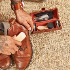 Yellow Octopus Personalised Personalised Vegan Leather Shoe Shine Kit - Signature Font Executive Gifts