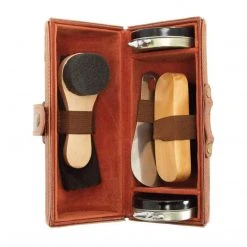 Yellow Octopus Personalised Personalised Vegan Leather Shoe Shine Kit - Simple Font Executive Gifts