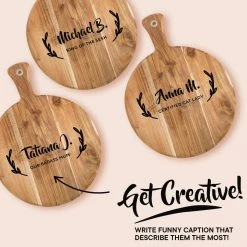 Yellow Octopus Store 49 Yellow Octopus Personalised For Dad Personalised Round Paddle Serving Board - Award Design