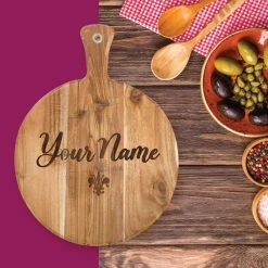 Yellow Octopus Personalised Personalised Round Paddle Serving Board - Fleur Design Executive Gifts