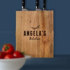 Yellow Octopus Personalised Personalised Gifts For Her Personalised Universal Knife Block - Olive Branch Design