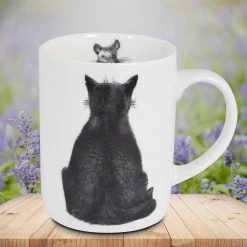 Ladelle Mugs Cat Watching Mouse Designer Bone China Mug | Bob Bowdige