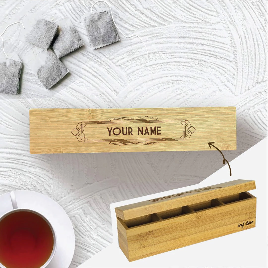 Yellow Octopus Personalised Personalised Bamboo Tea Box - Art Deco Design Gifts For Grandmas 3 Yellow Octopus Personalised Personalised Bamboo Tea Box - Art Deco Design Gifts For Grandmas