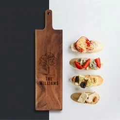 Yellow Octopus Personalised Personalised Baguette Paddle Serving Board - Tree Design Foodie