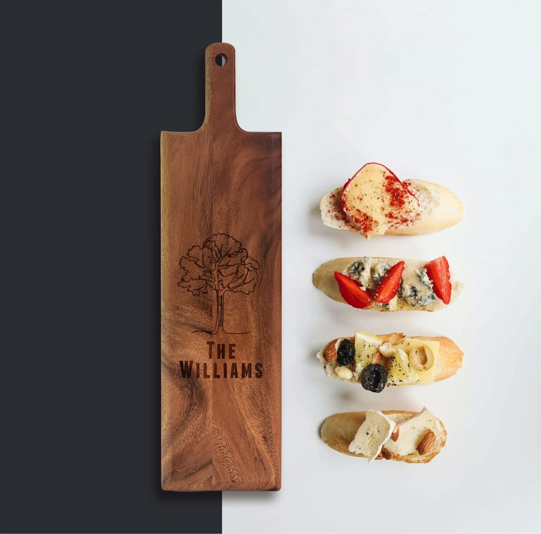 Yellow Octopus Personalised Personalised Baguette Paddle Serving Board - Tree Design Foodie 3 Yellow Octopus Personalised Personalised Baguette Paddle Serving Board - Tree Design Foodie