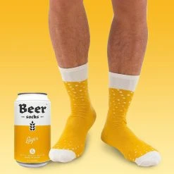IsAlbi Mens Lager Beer Socks-in-a-Can Beer Gifts