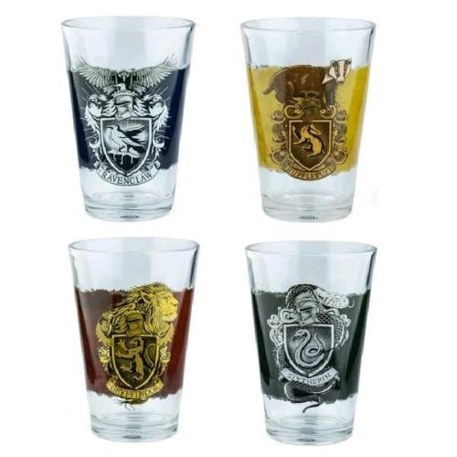 Ikon Collectables Harry Potter Set Of 4 Hogwarts Drinking Glasses 4 Ikon Collectables Harry Potter Set Of 4 Hogwarts Drinking Glasses