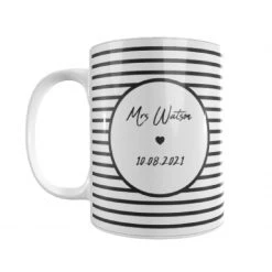 Yellow Octopus Personalised Mug - Black Stripes Design With Name