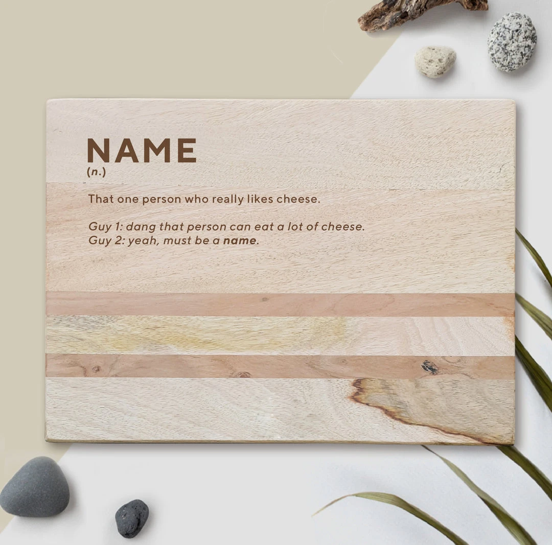 Yellow Octopus Personalised Personalised Large Stripe Serving Board - Cheese Lovers 3 Yellow Octopus Personalised Personalised Large Stripe Serving Board - Cheese Lovers