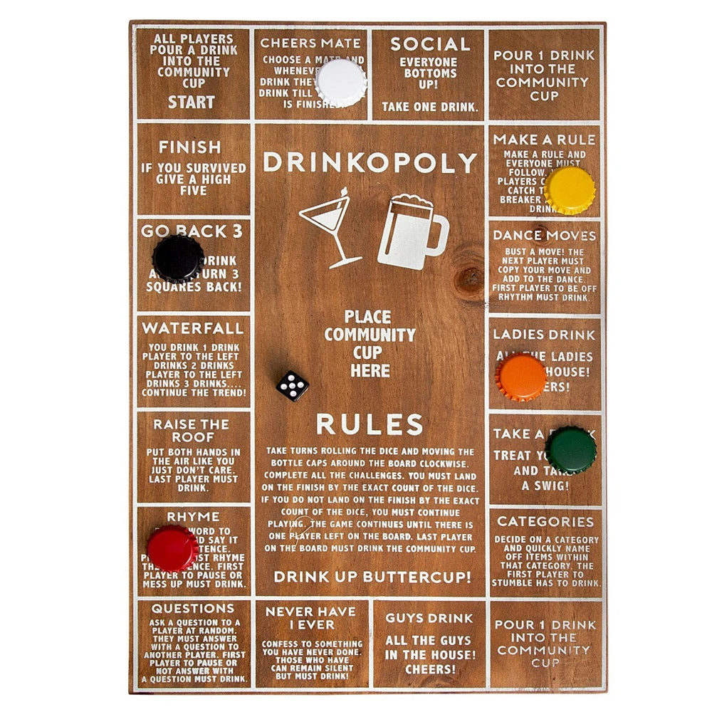 Outliving Drinkopoly Game With Classic Wooden Board 5 Outliving Drinkopoly Game With Classic Wooden Board