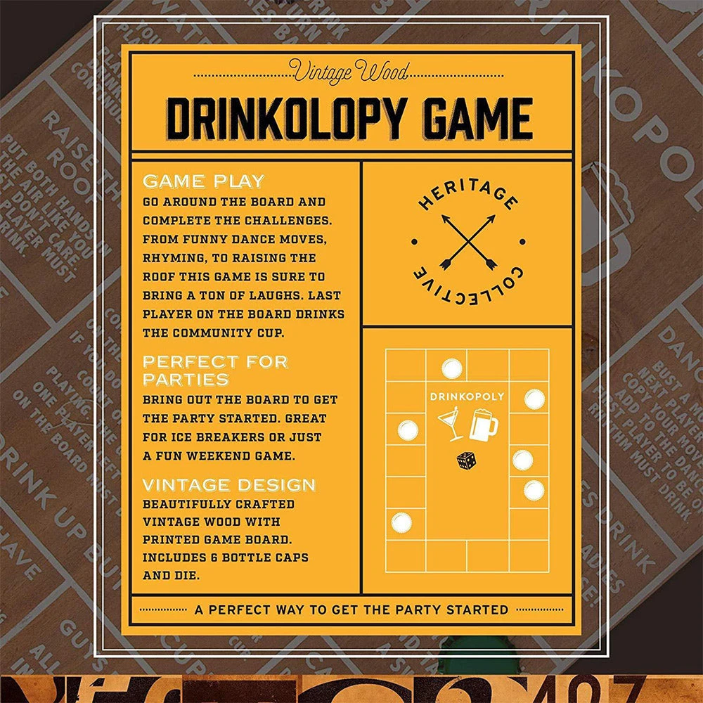 Outliving Drinkopoly Game With Classic Wooden Board 4 Outliving Drinkopoly Game With Classic Wooden Board