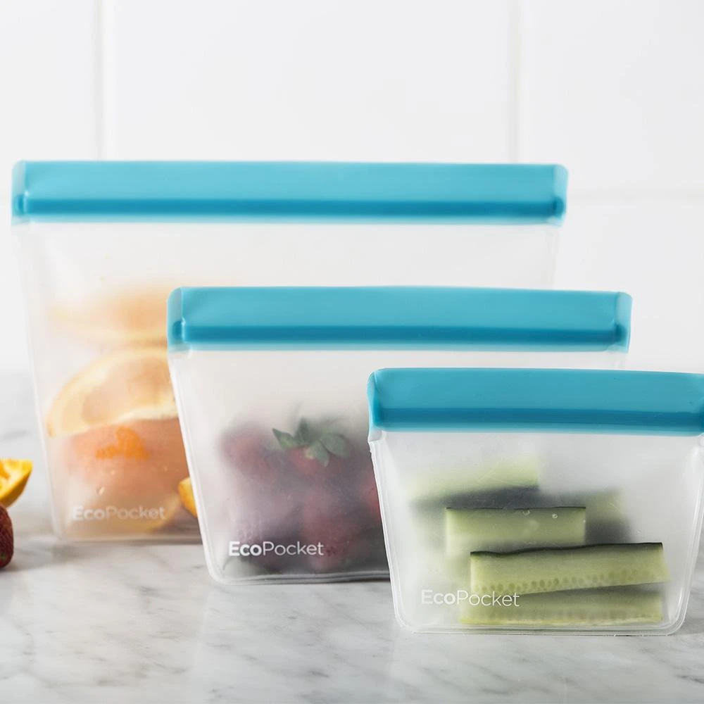 IsAlbi Travel Gifts EcoPocket Reusable Sealable Food Bags | Set Of 3 3 IsAlbi Travel Gifts EcoPocket Reusable Sealable Food Bags | Set Of 3