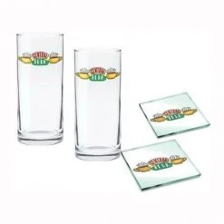 Licensing Essentials New Friends TV Series Set Of 2 Glasses & Coasters