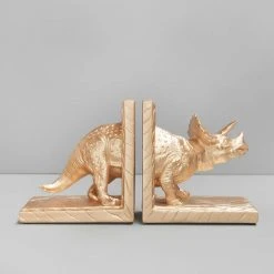 Office Gifts Gold Triceratops Bookends | White Moose