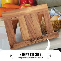 Yellow Octopus Personalised Personalised Gifts For Her Personalised Acacia Recipe Book Holder Stand  Take It Or Leave It