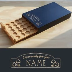 Yellow Octopus Personalised Personalised Bamboo Coffee Machine Board With Capsule Drawer - Espressoly For You