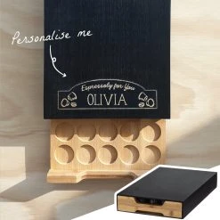 Yellow Octopus Personalised Personalised Bamboo Coffee Machine Board With Capsule Drawer - Espressoly For You