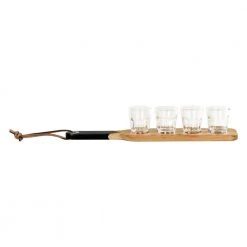 Designworks Collective Serving Paddle With 4 Shot Glasses Man Cave Gifts