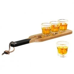 Designworks Collective Serving Paddle With 4 Shot Glasses Man Cave Gifts
