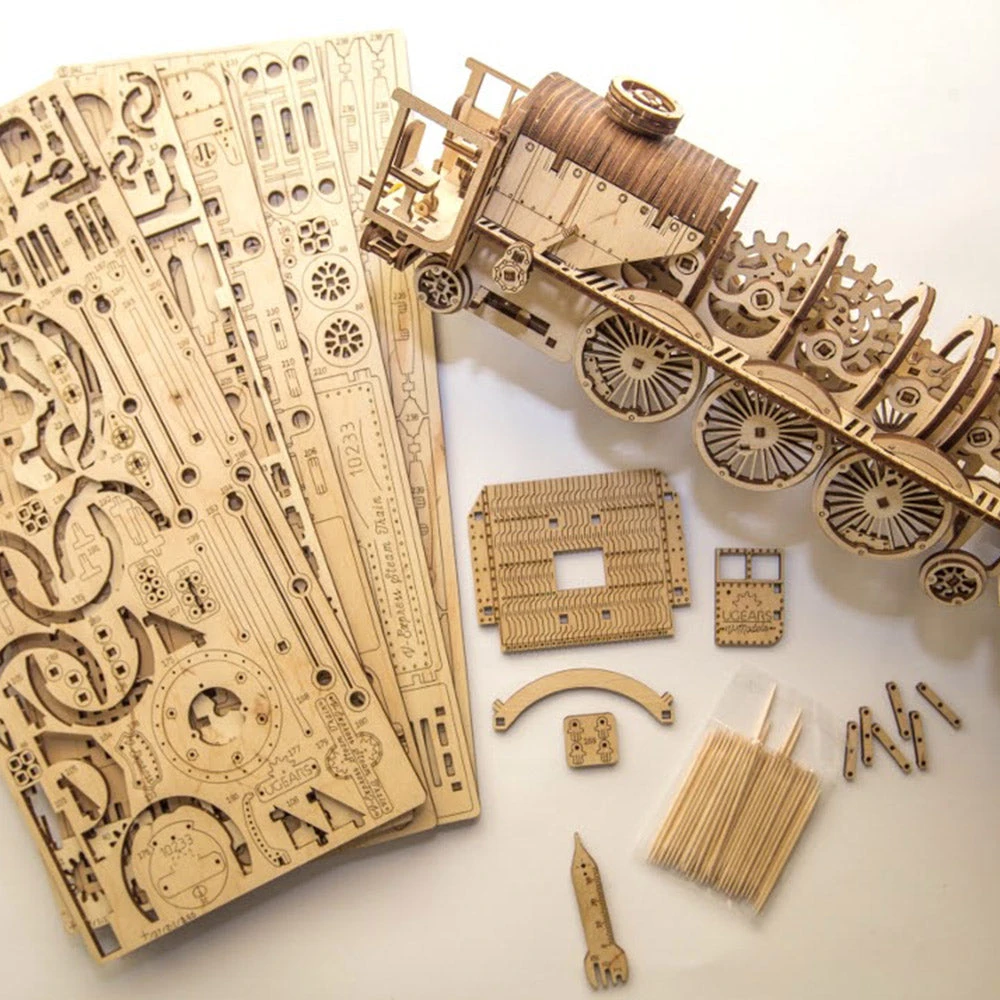 Ugears V-Express Steam Train With Tender Model Kit Science STEM Toys 4 Ugears V-Express Steam Train With Tender Model Kit Science STEM Toys