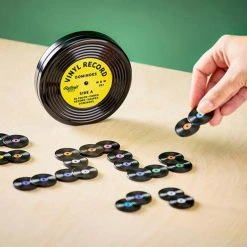 IsAlbi Mens Novelty Gifts Vinyl Record Dominoes With Tin