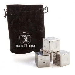 MDI Stainless Steel Dice Whiskey Cubes + Carry Pouch Man Cave Gifts