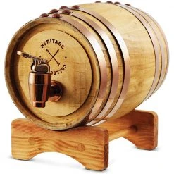 Outliving Wooden Whiskey Barrel Drink Dispenser - 800ml