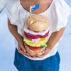 Make Me Iconic Foodie Stackable Wooden Aussie Burger With The Lot Toy