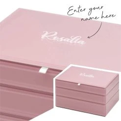 Yellow Octopus Personalised Personalised Dusty Rose Stackable Jewellery Box Set