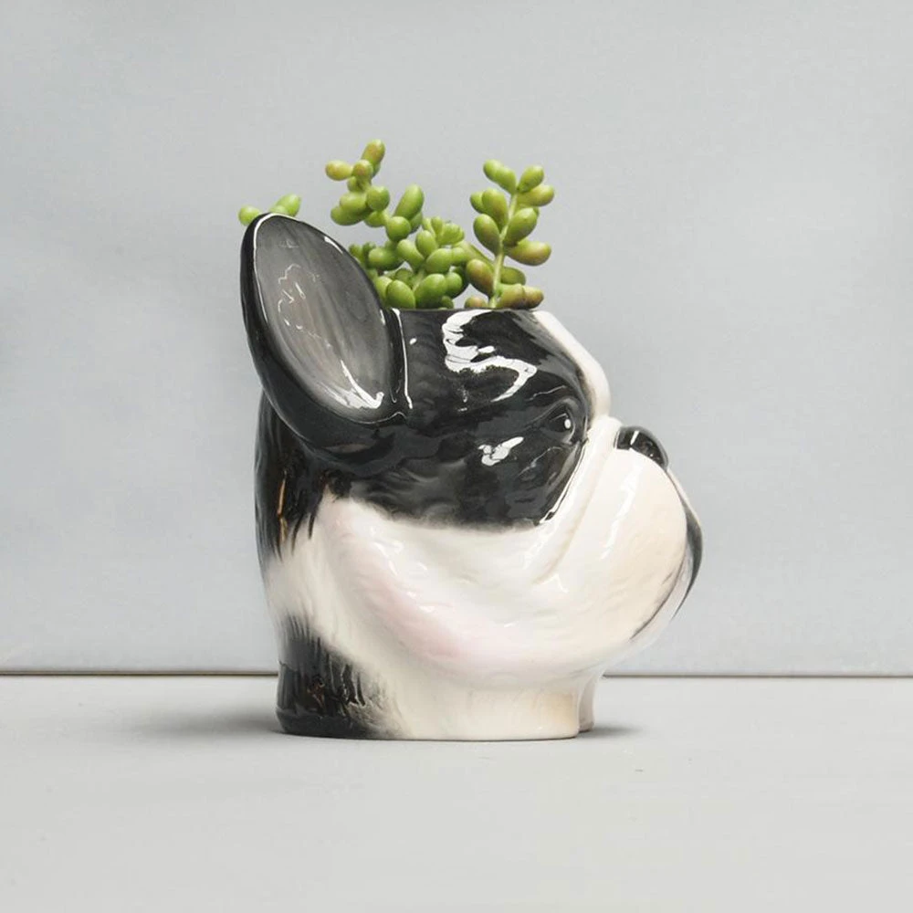 Ceramic Frenchie Planter Pot | White Moose 6 Ceramic Frenchie Planter Pot | White Moose