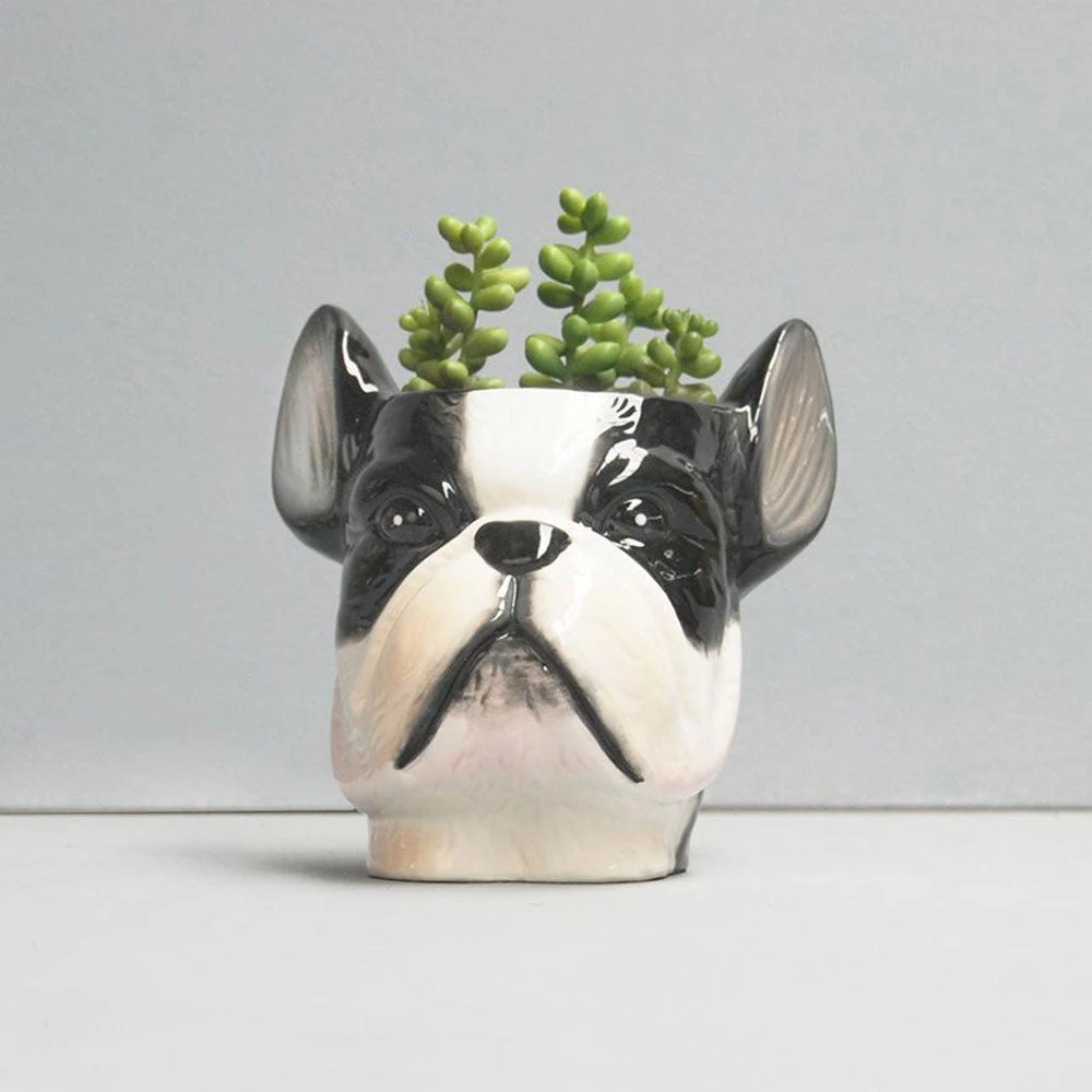Ceramic Frenchie Planter Pot | White Moose 3 Ceramic Frenchie Planter Pot | White Moose