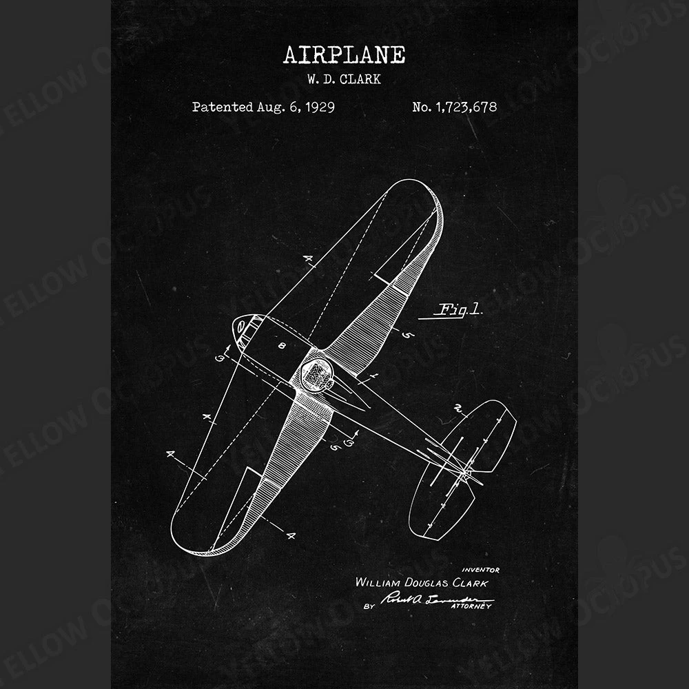 Yellow Octopus Exclusives - Prints Man Cave Gifts Airplane Patent Prints Wall Art | Set Of 3 4 Yellow Octopus Exclusives - Prints Man Cave Gifts Airplane Patent Prints Wall Art | Set Of 3