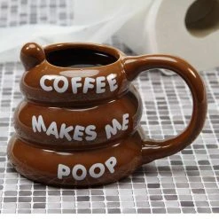 William Valentine Mens Novelty Gifts Coffee Makes Me Poop! Poo Shaped Coffee Mug
