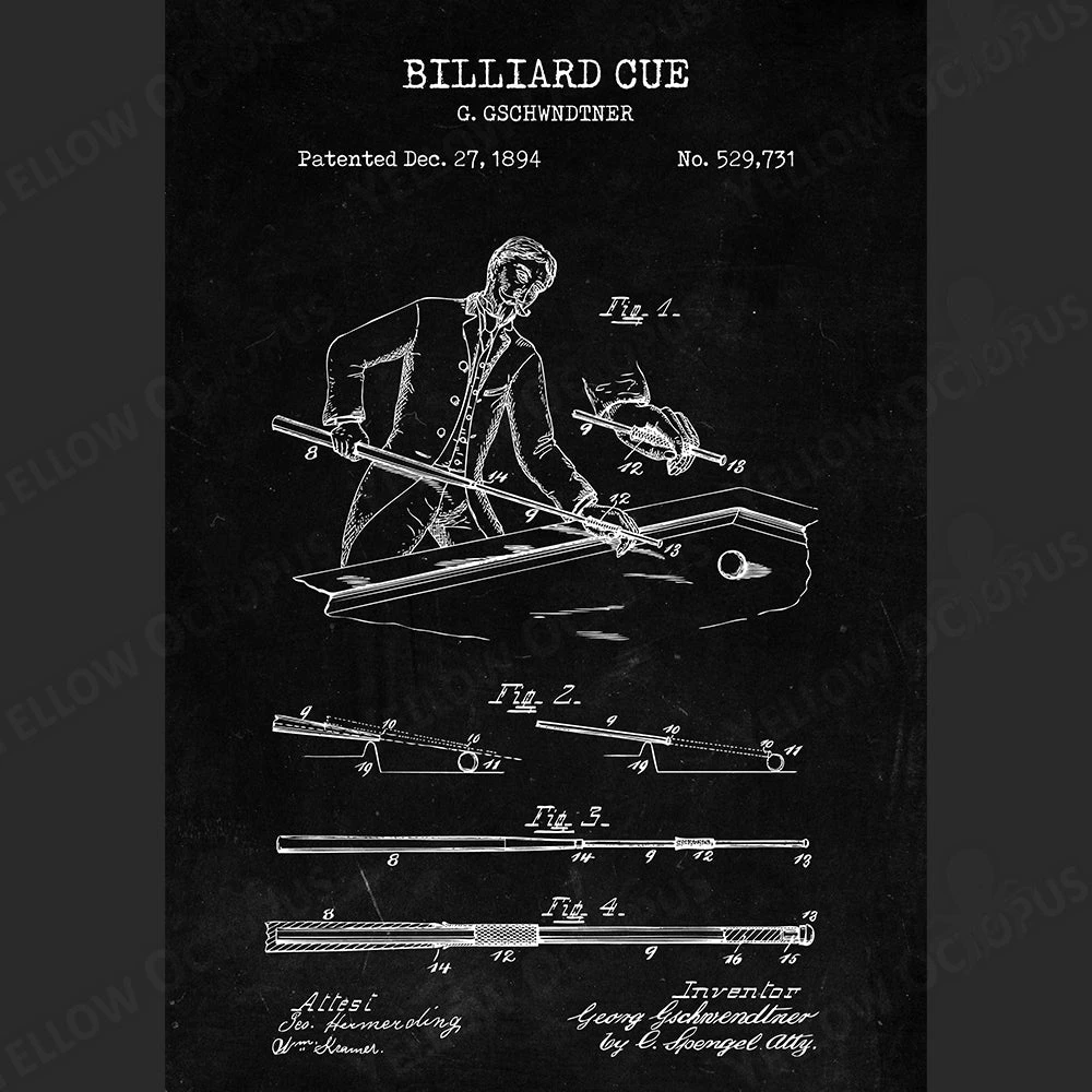 Yellow Octopus Exclusives - Prints Billiards Patent Prints Wall Art | Set Of 3 Man Cave Gifts 4 Yellow Octopus Exclusives - Prints Billiards Patent Prints Wall Art | Set Of 3 Man Cave Gifts