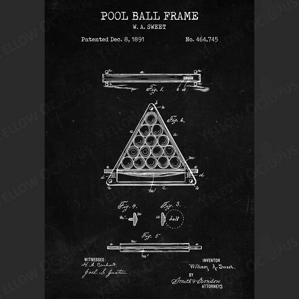 Yellow Octopus Exclusives - Prints Billiards Patent Prints Wall Art | Set Of 3 Man Cave Gifts 5 Yellow Octopus Exclusives - Prints Billiards Patent Prints Wall Art | Set Of 3 Man Cave Gifts