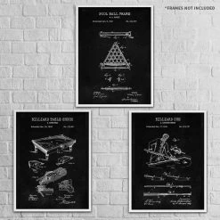 Yellow Octopus Exclusives - Prints Billiards Patent Prints Wall Art | Set Of 3 Man Cave Gifts