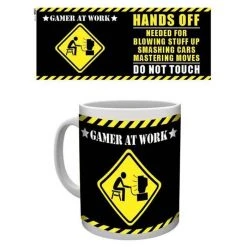 Impact Posters Mens Novelty Gifts Gamer At Work - Hands Off! Mug