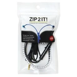 IsAlbi Sports And Outdoors Zip2it Tangle-Free Earbuds With Microphone & Remote Control | Black/White