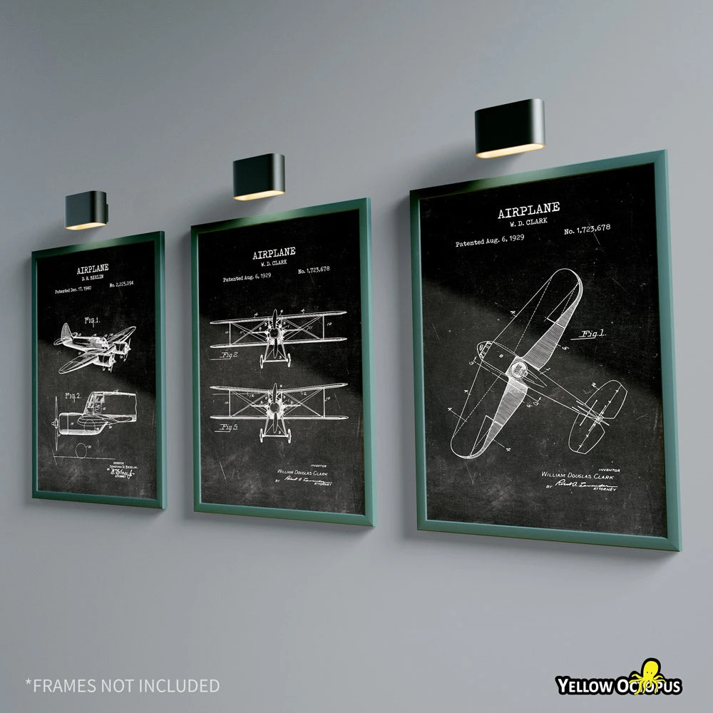 Yellow Octopus Exclusives - Prints Man Cave Gifts Airplane Patent Prints Wall Art | Set Of 3 7 Yellow Octopus Exclusives - Prints Man Cave Gifts Airplane Patent Prints Wall Art | Set Of 3