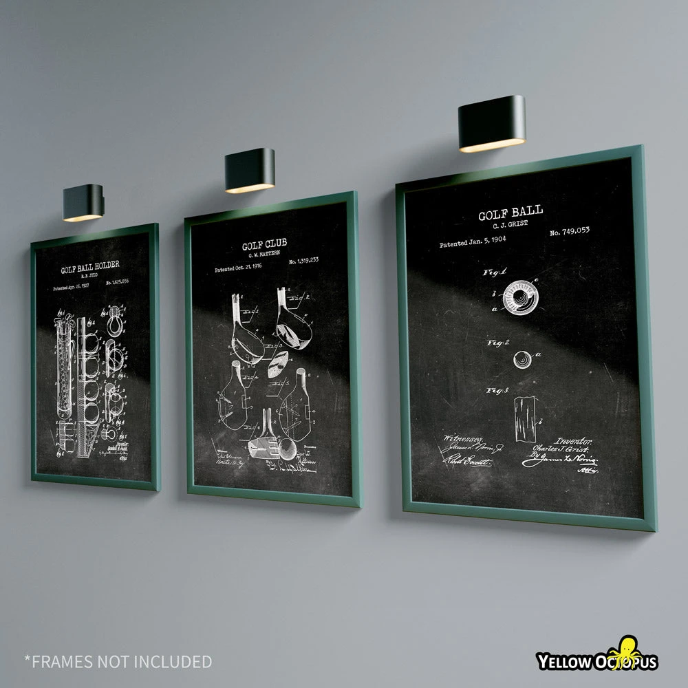 Yellow Octopus Exclusives - Prints Golf Patent Prints Wall Art | Set Of 3 Man Cave Gifts 4 Yellow Octopus Exclusives - Prints Golf Patent Prints Wall Art | Set Of 3 Man Cave Gifts