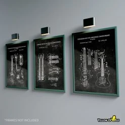 Yellow Octopus Exclusives - Prints Man Cave Gifts Guitar Patent Prints Wall Art | Set Of 3