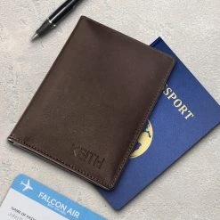 Yellow Octopus Personalised Personalised Brown Leather Passport Cover Personalised Birthday Gifts