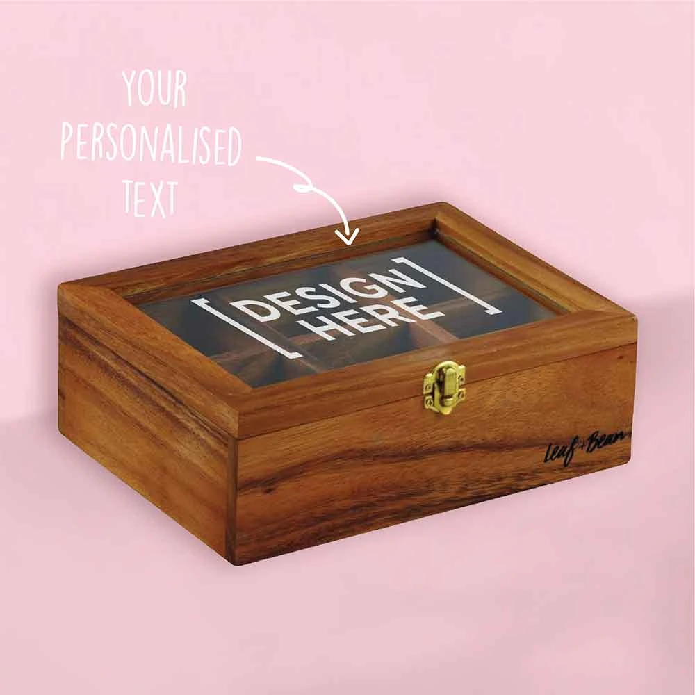 Yellow Octopus Personalised Personalised Acacia Tea Box With Window - Lovers Design Personalised Gifts For Her 4 Yellow Octopus Personalised Personalised Acacia Tea Box With Window - Lovers Design Personalised Gifts For Her