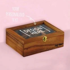 Yellow Octopus Personalised Personalised Gifts For Her Personalised Acacia Tea Box With Window - House Design