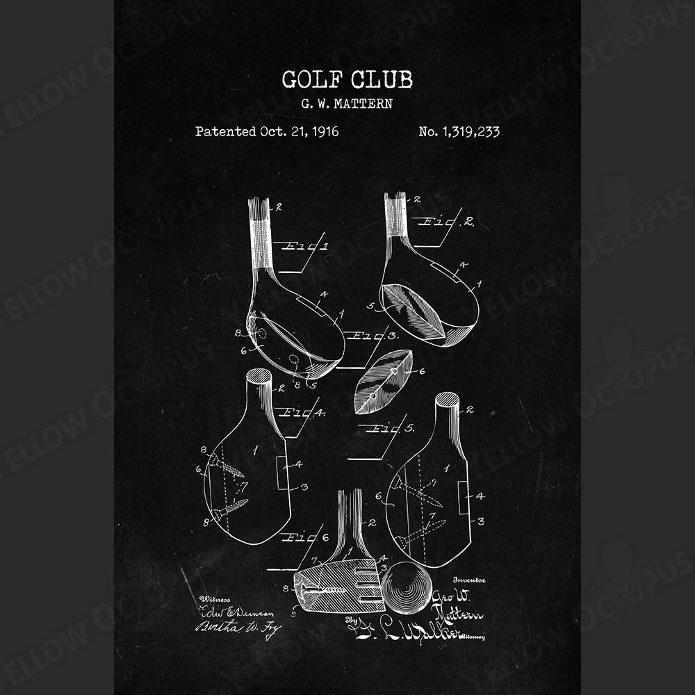 Yellow Octopus Exclusives - Prints Golf Patent Prints Wall Art | Set Of 3 Man Cave Gifts 5 Yellow Octopus Exclusives - Prints Golf Patent Prints Wall Art | Set Of 3 Man Cave Gifts