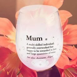 Mdi Definition Of Mum Embellished Stemless Wine Glass Gifts For Wives