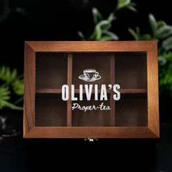 Yellow Octopus Personalised Personalised Acacia Tea Box With Window - Proper-tea