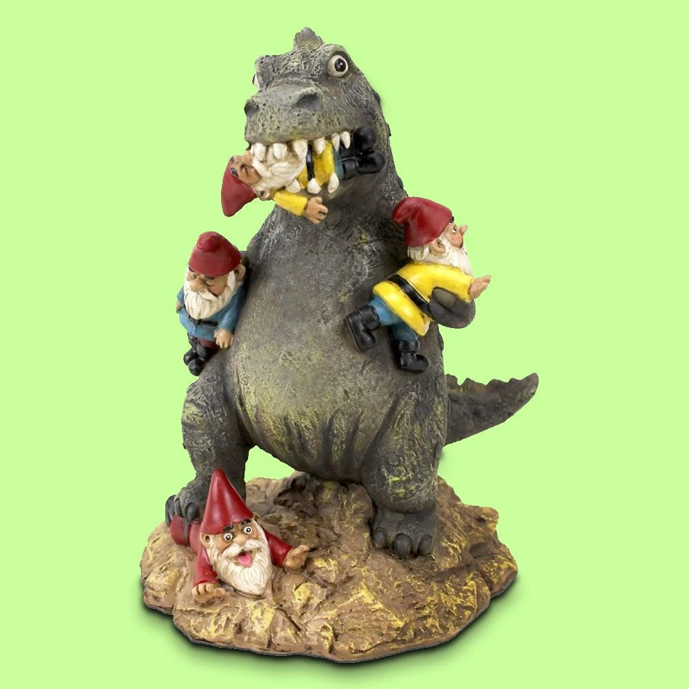 William Valentine T-Rex Garden Gnome Massacre Lawn Ornament Mens Novelty Gifts 3 William Valentine T-Rex Garden Gnome Massacre Lawn Ornament Mens Novelty Gifts
