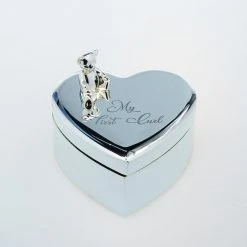 Landmark Concepts Silver Plated Heart First Curl Box Baby Shower Gifts