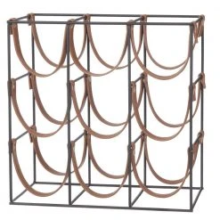 IsAlbi Orwell 9 Bottle Iron & Leather Wine Rack